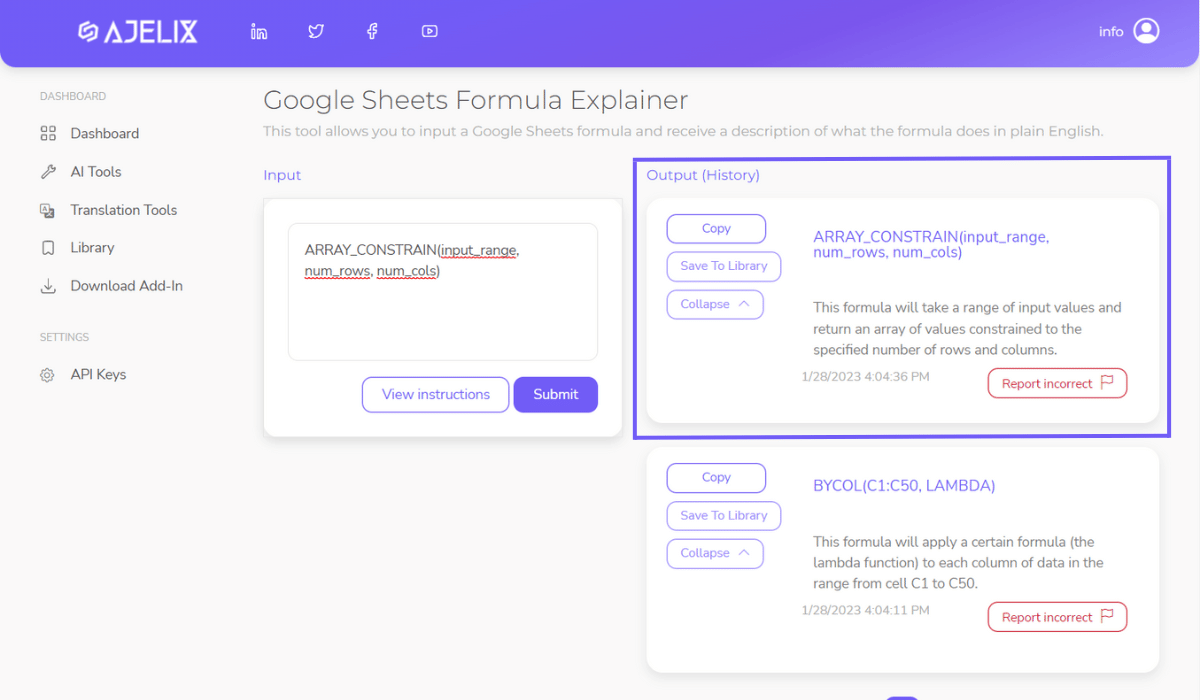 Google Sheets Formula Explainer - explain formulas - ai tools - ajelix