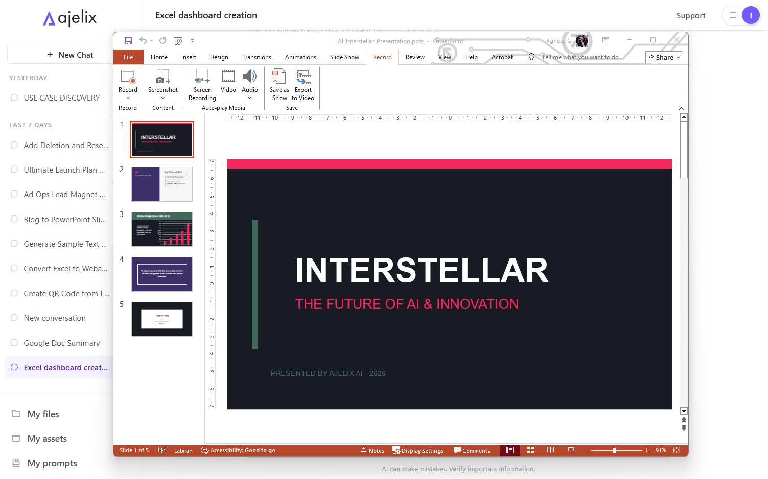 ai presentation generated with ai ajelix - claude alternative