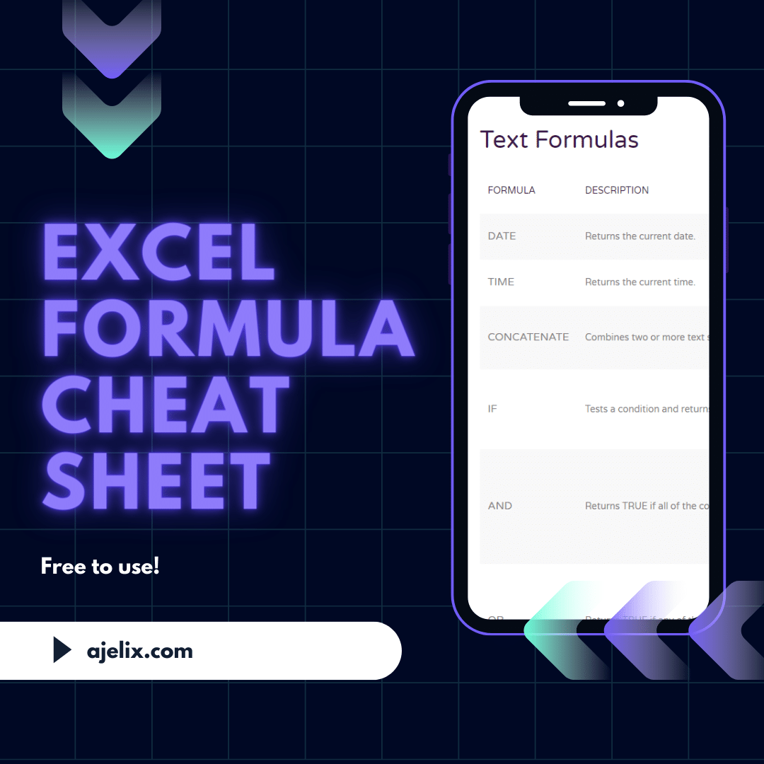 Excel Formula Cheat Sheet - Ajelix