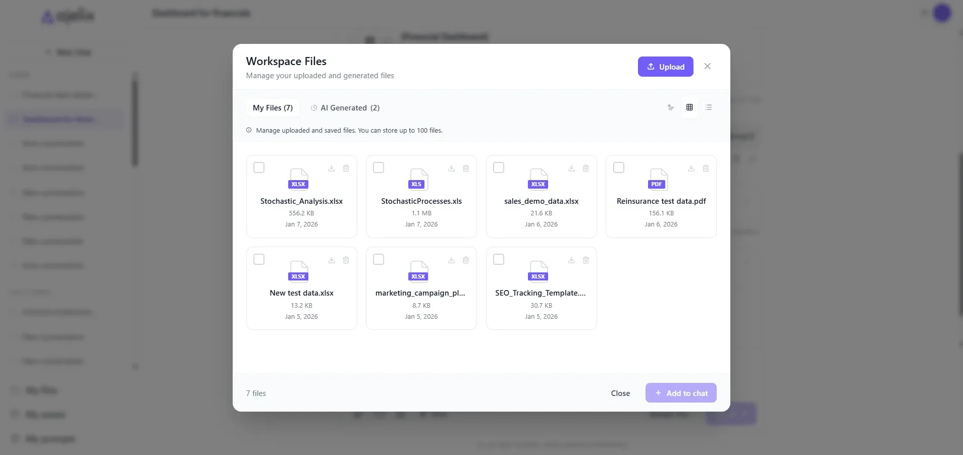 ajelix ai chat for work file library for reuse