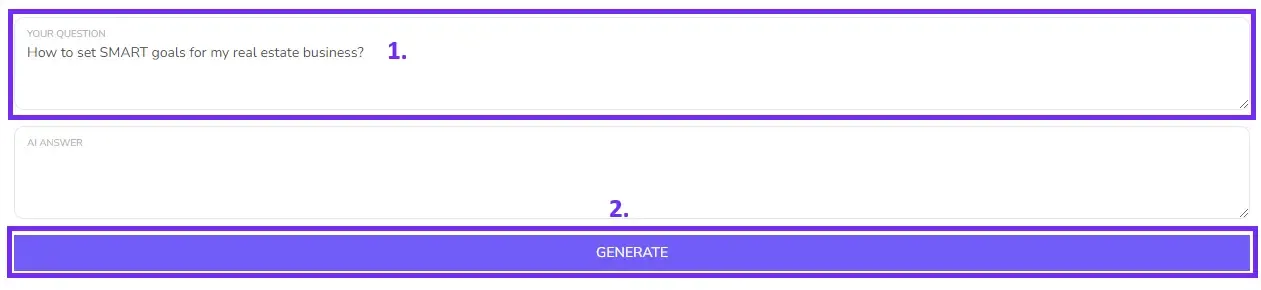 Step 2 click generate to get a prompt from AI answer generator, screenshot with steps