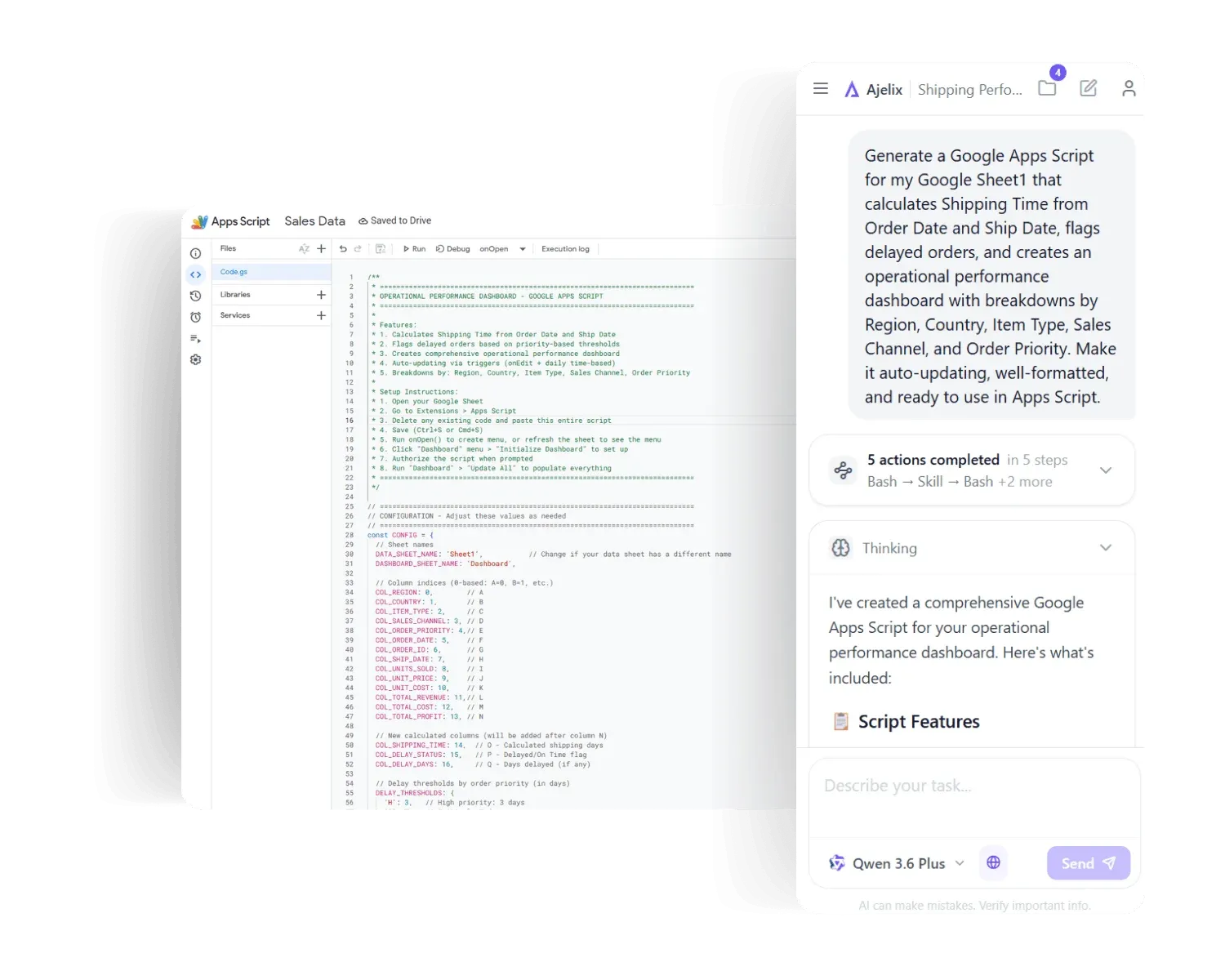 Google Sheets Add-On, Workflow Automation via Google Apps Script by Ajelix