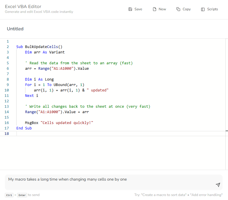 add a optimization prompt for AI to improve the code