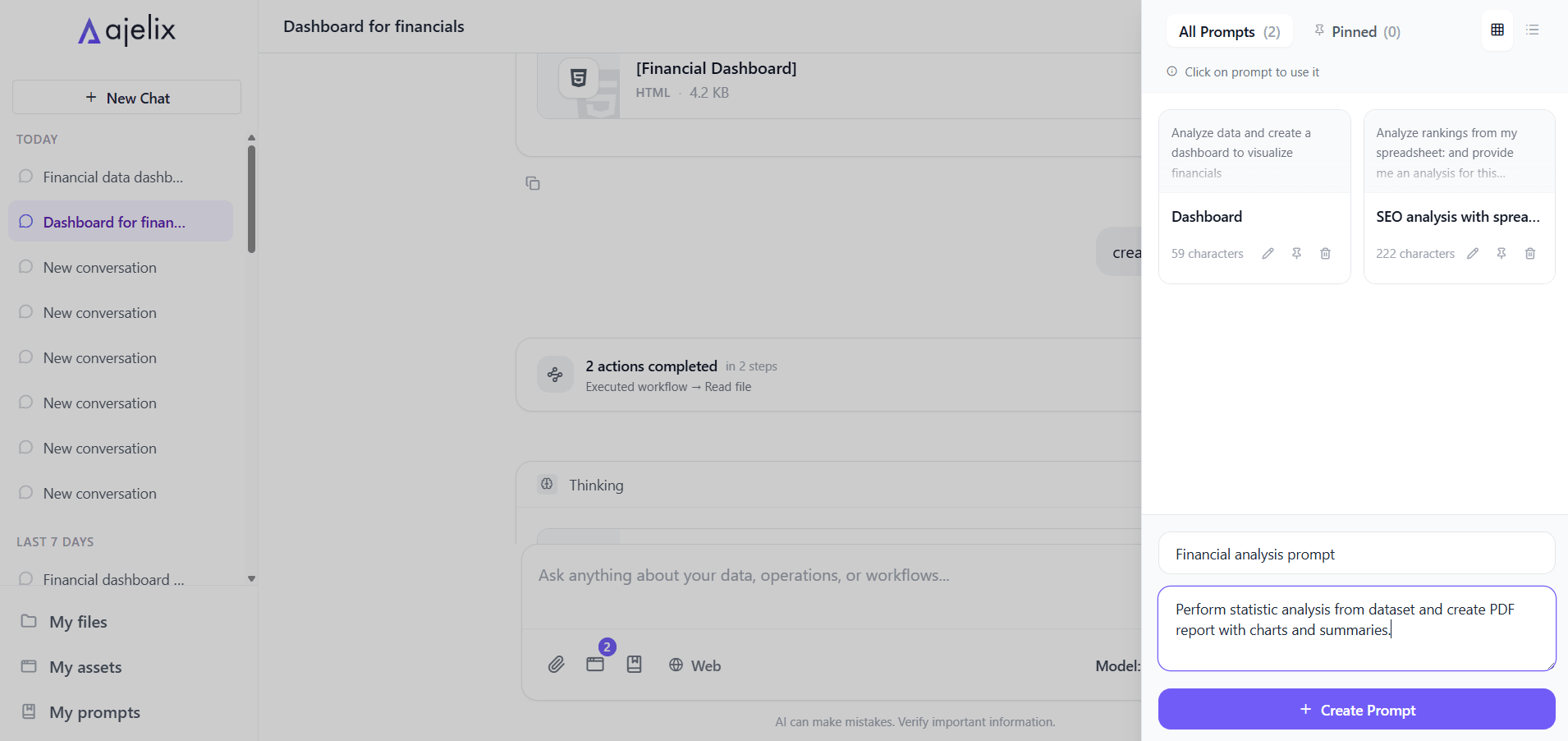 ajelix ai for work chat with prompt library