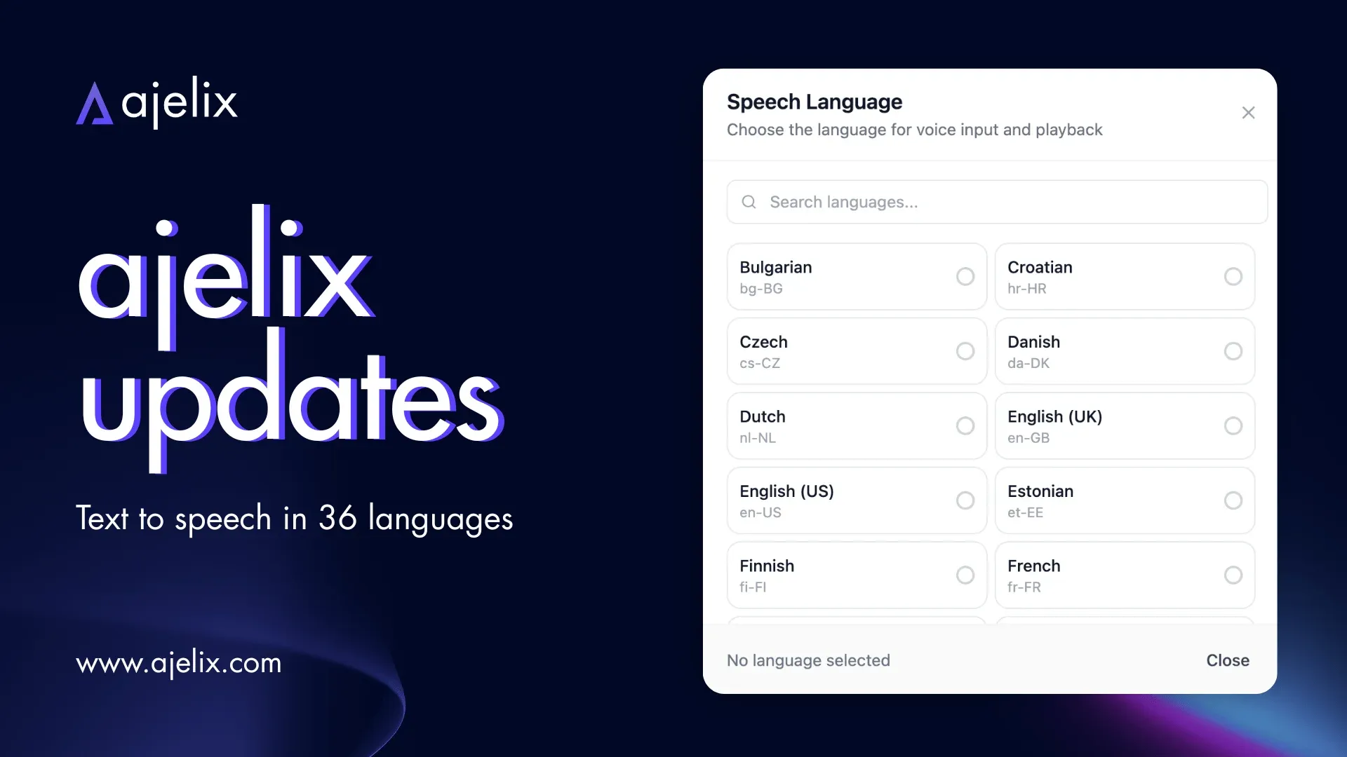 ajelix launches text to speech in 36 languages