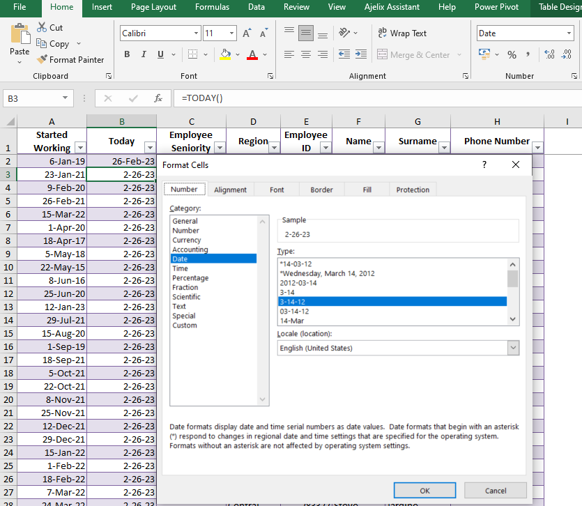 Change the date format in excel
