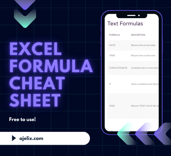 Excel Formula Cheat Sheet - Ajelix