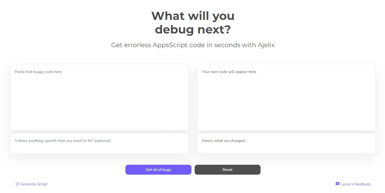 Debug your Google apps script with AI - ajelix ai tools