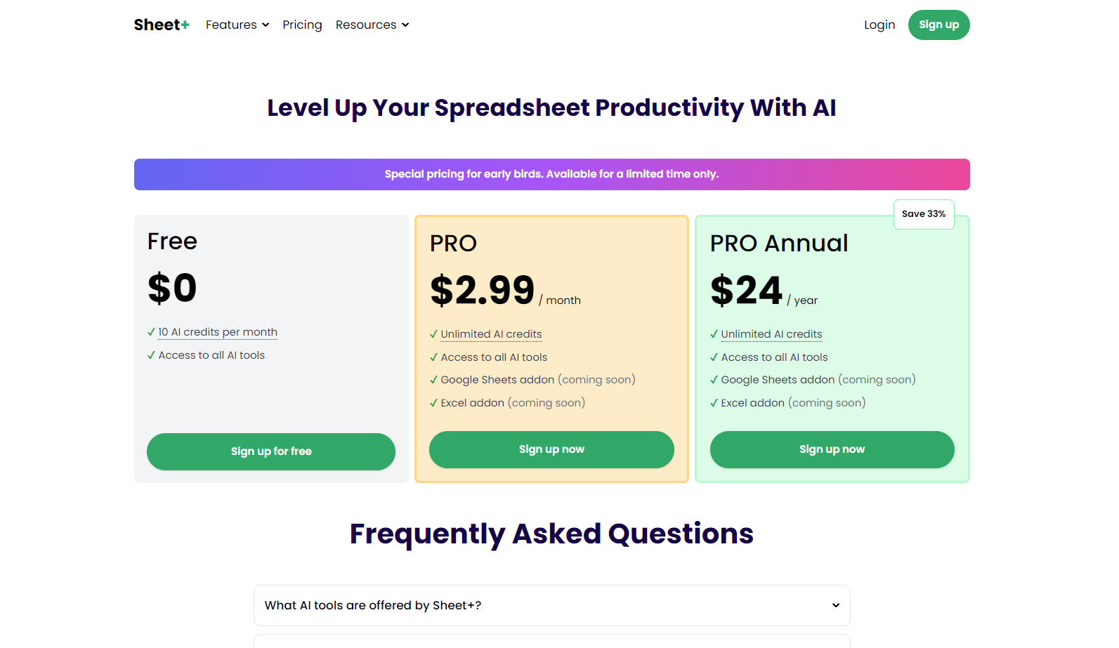 Sheet plus AI - excel formula bot alternatives pricing