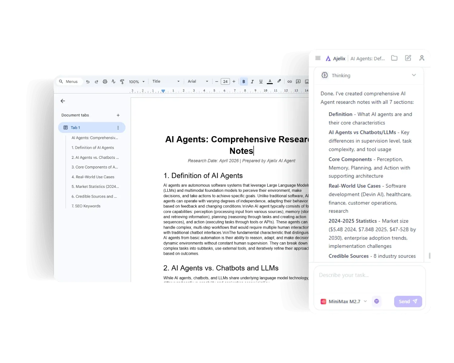 AI Agent for Work in Google Workspace Docs by Ajelix