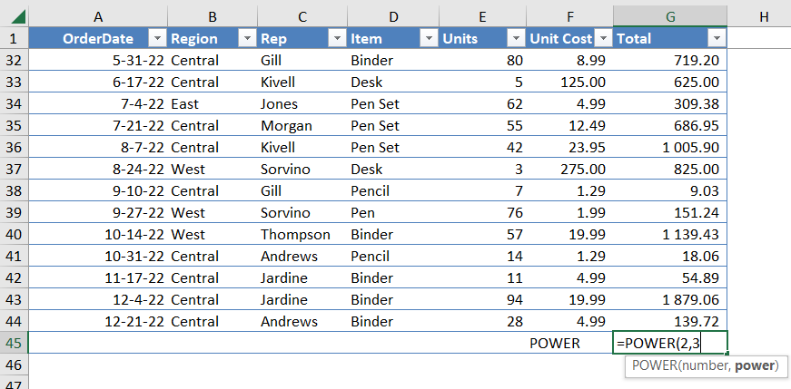 Power Function MS Excel - Excel Formula Cheat Sheet 