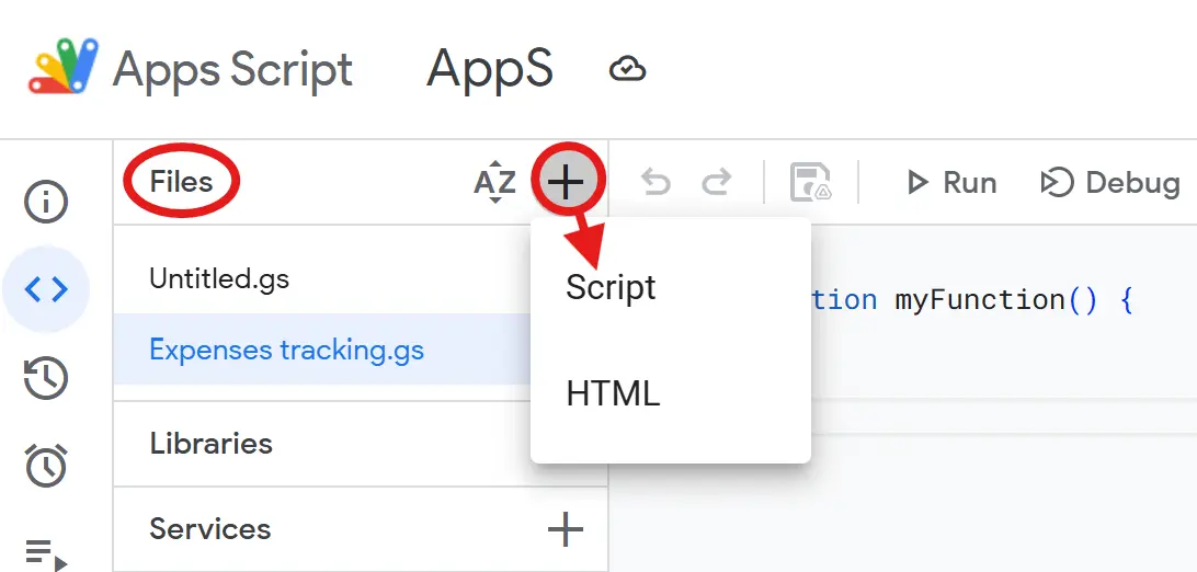 Guide how to create a new Apps Script File in Google Sheets