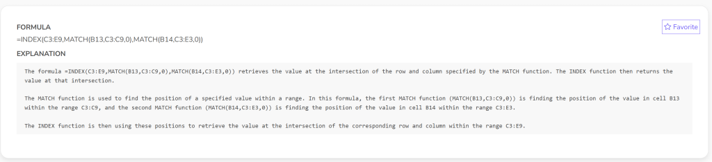 Google Sheets Formula Explainer explaining a formula