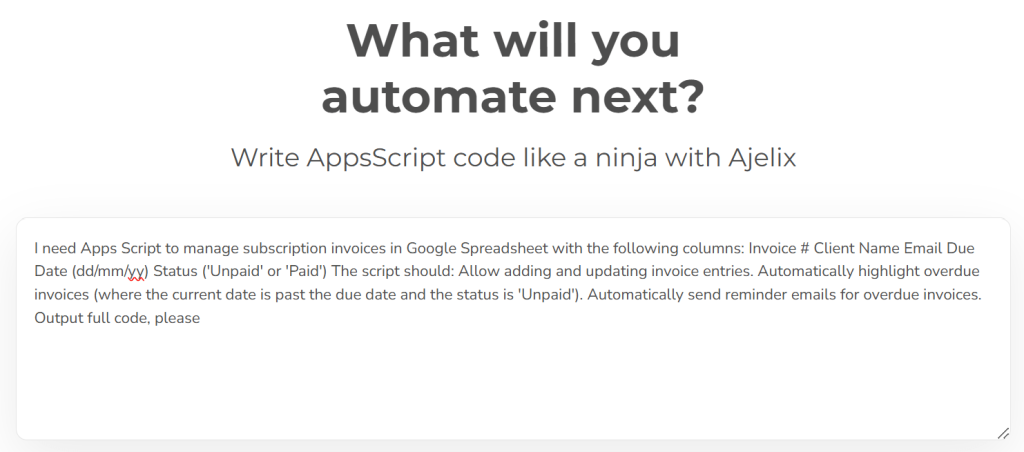 Prompt for Google Apps Script Generator