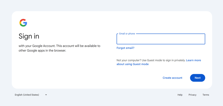 Screenshot of the Sign-in to Google Account log