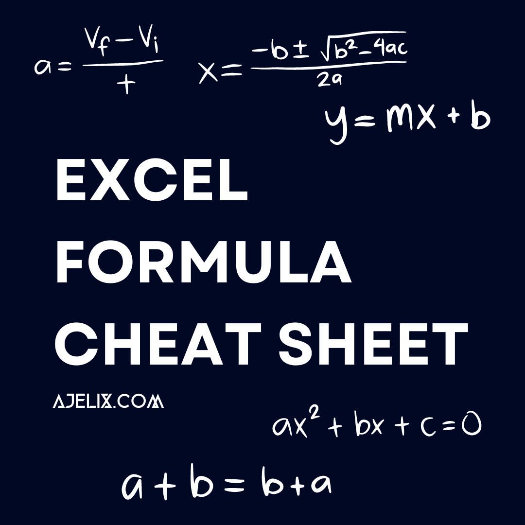 Excel Formula Cheat Sheet Excel Formulas For Beginners Ajelix