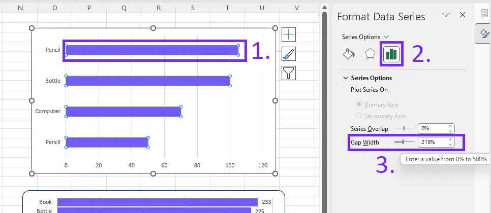 make bar charts wider in excel settings