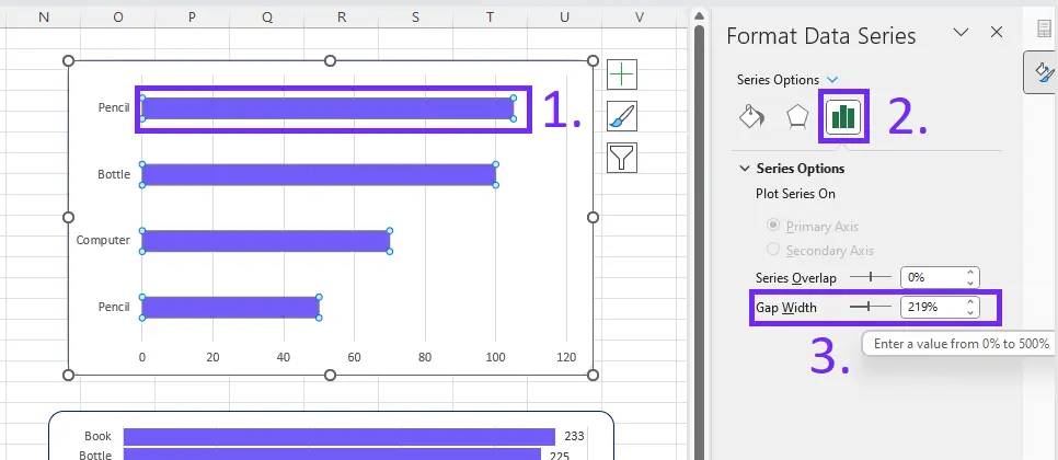 How to Make Bar Chart Bars Wider in Excel - Ajelix