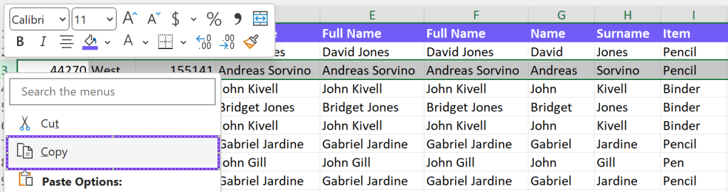 Copy cells to move rows to desired place in your spreadsheet