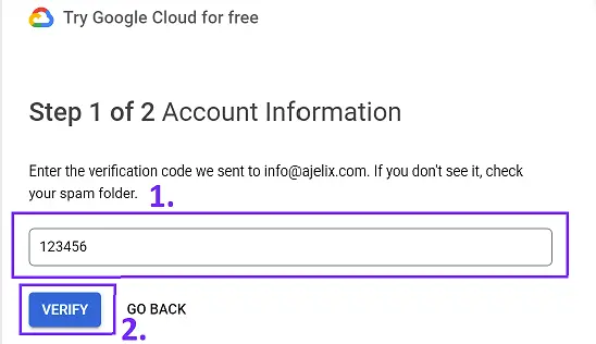 Create google cloud account