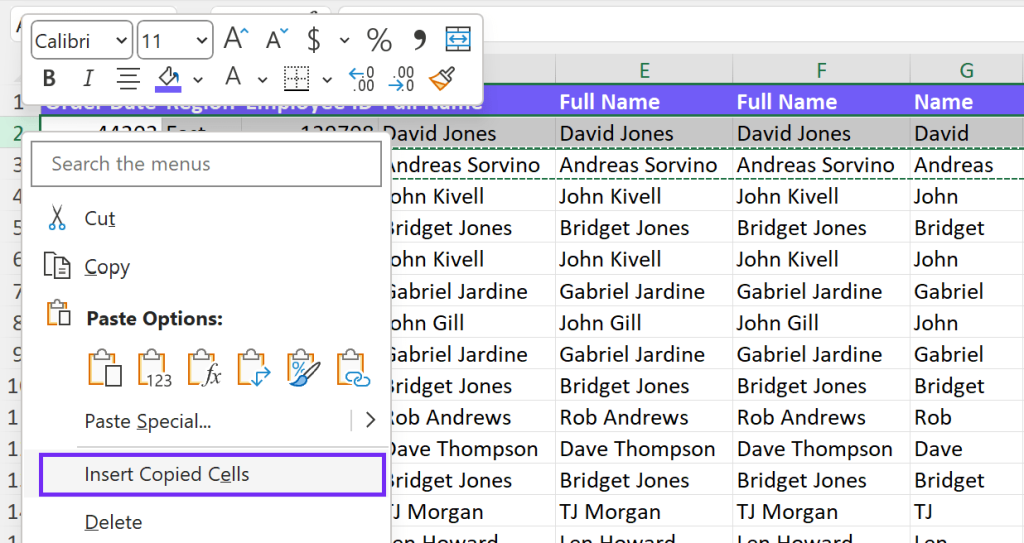 Copy paste rows to move rows in your spreadsheet