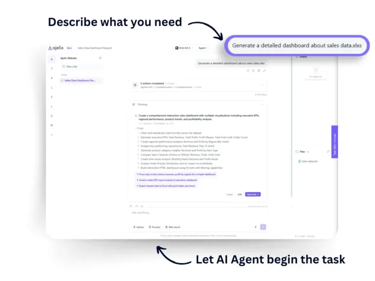 Describe you goal to Ajelix AI Agent
