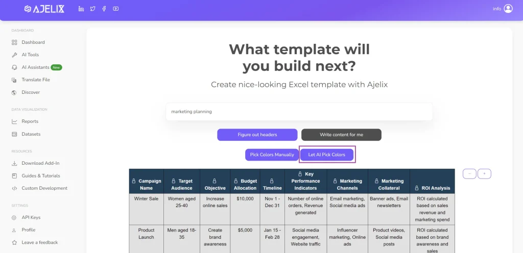 AI picks color for you - data visualization with Ajelix BI - ai in data visualization