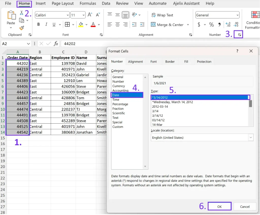 change cells to data format - ajelix bi upload