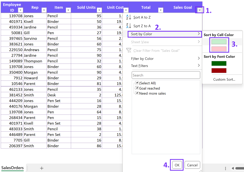 How To Filter By Color in Excel - AI For Data Analysis - Ajelix