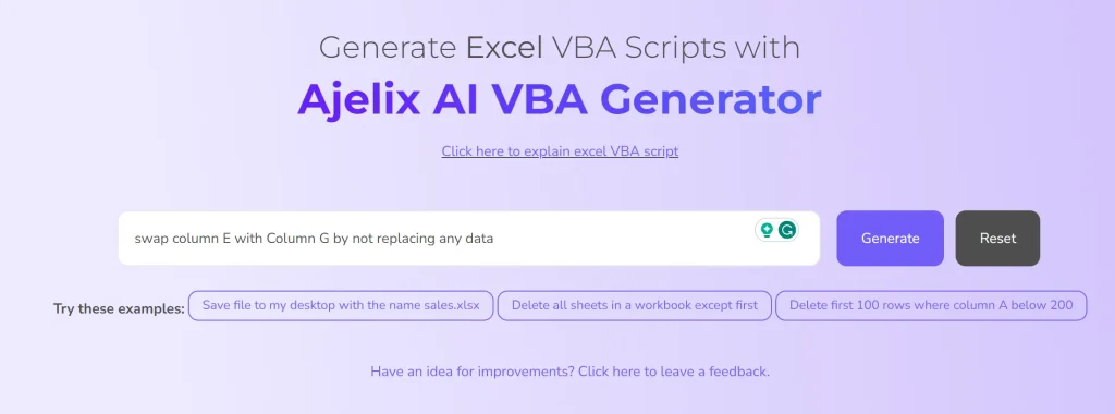 Add requirements for AI to generate good VBA script - ajelix guide