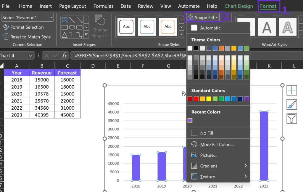 How to change colors to your charts in excel graph