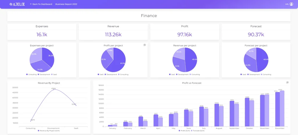 effective data visualization dashboard example by ajelix BI