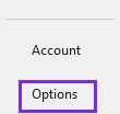 Step 2 - choose options on file settings