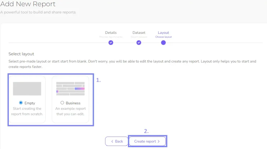 Step 3 - choose template from which you want to build the report
