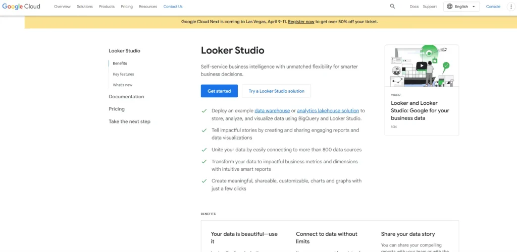 looker studio, google.cloud.com screenshot