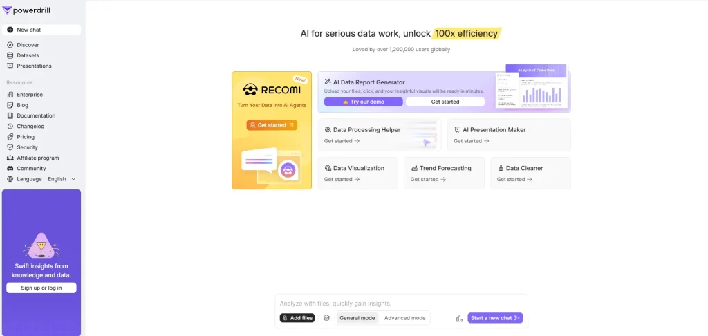 powerdrill ai website screenshot