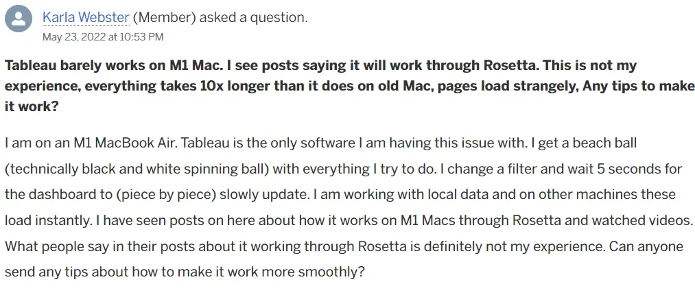 Tableau compatibility issues with mac screenshot - Best Data Visualization Software for Mac