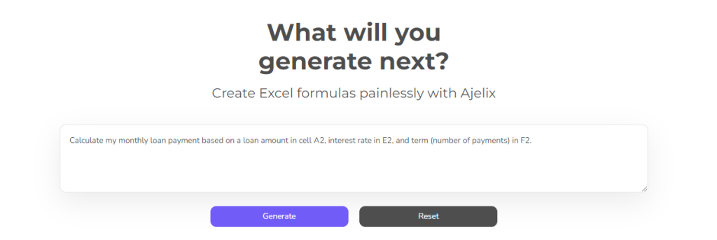 Prompt for AI to calculate business loan screenshot 