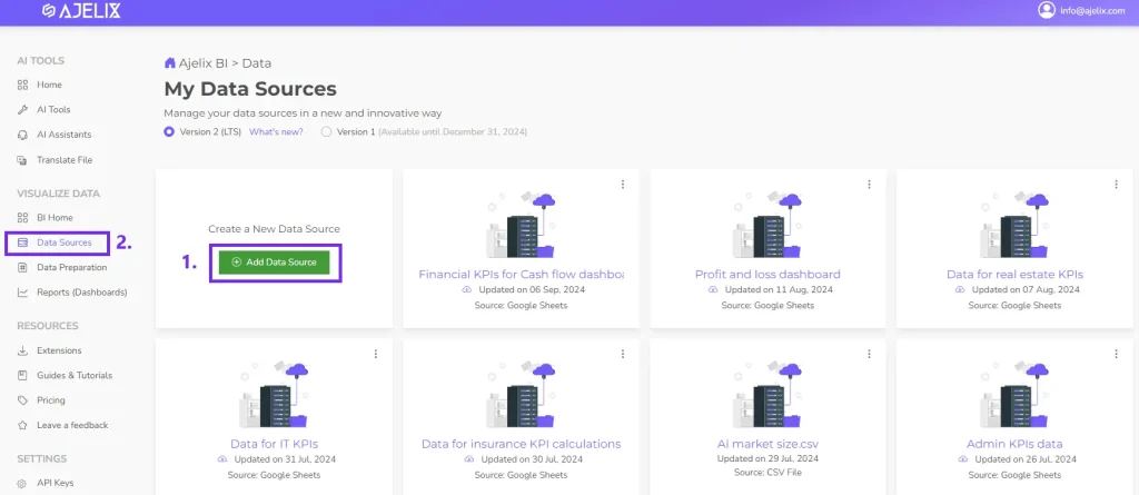 How to add mysql to ajelix bi step 1 screenshot