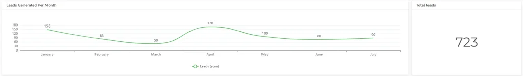 Total leads generated per month example on kpi dashboard