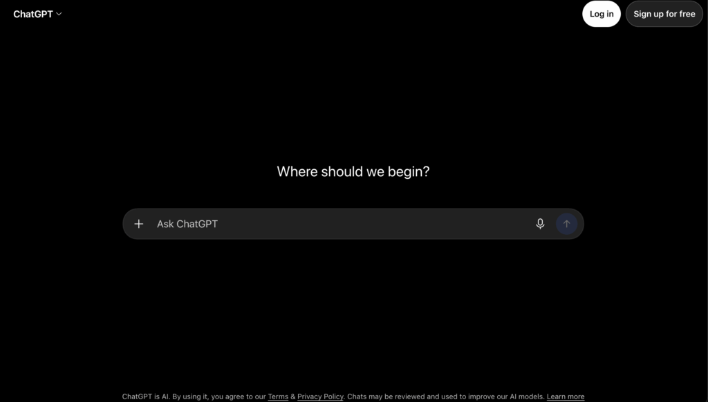 ChatGPT interface