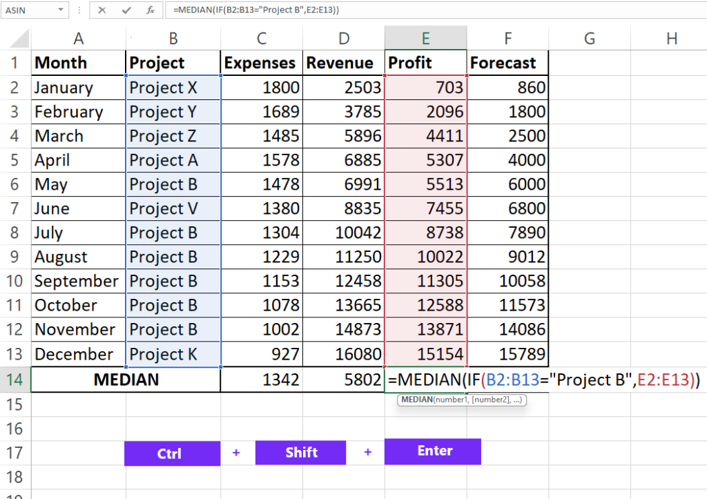 keyboard command for excel formula screenshot