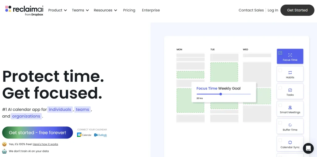 Reclaim.ai Homepage