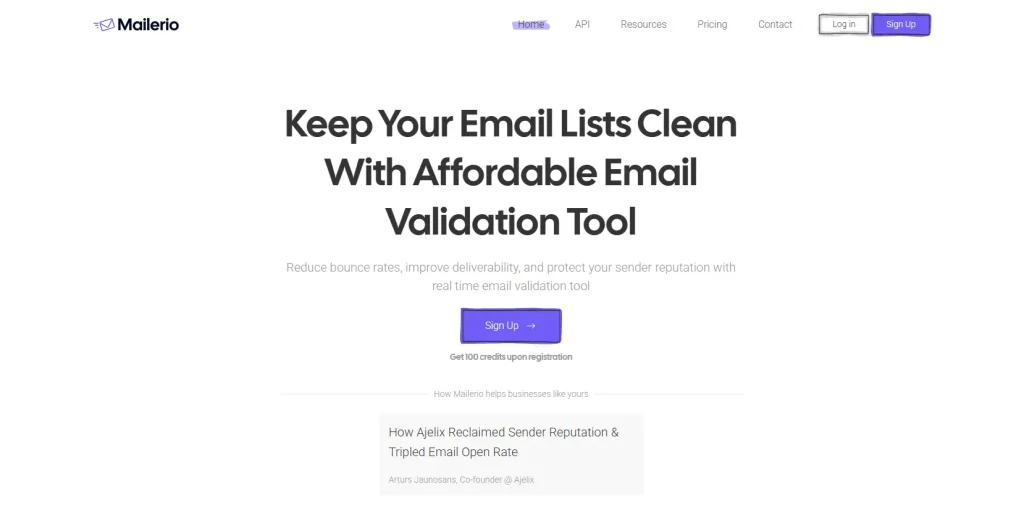 mailerio.com webpage screenshot