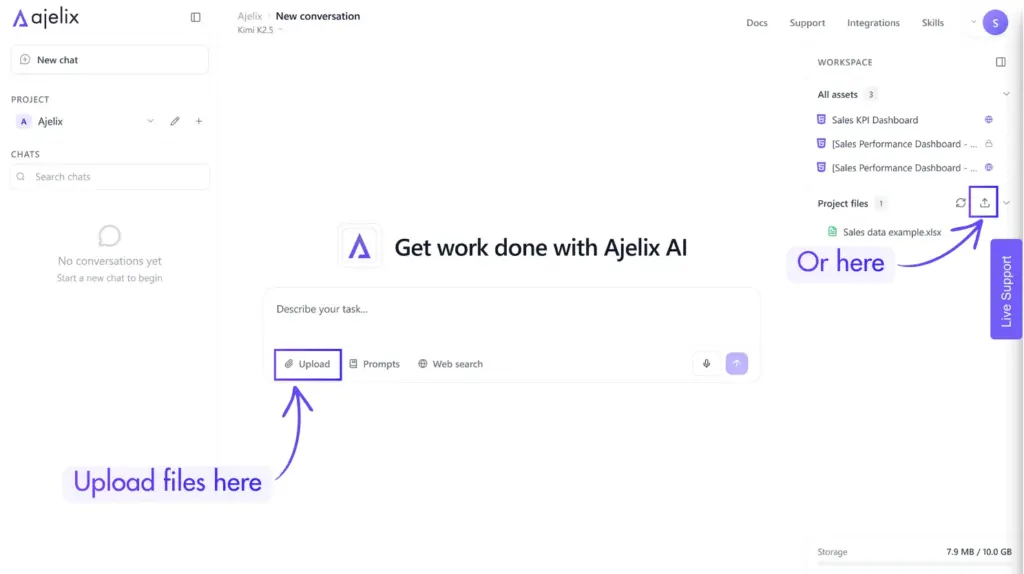 File upload feature in ajelix