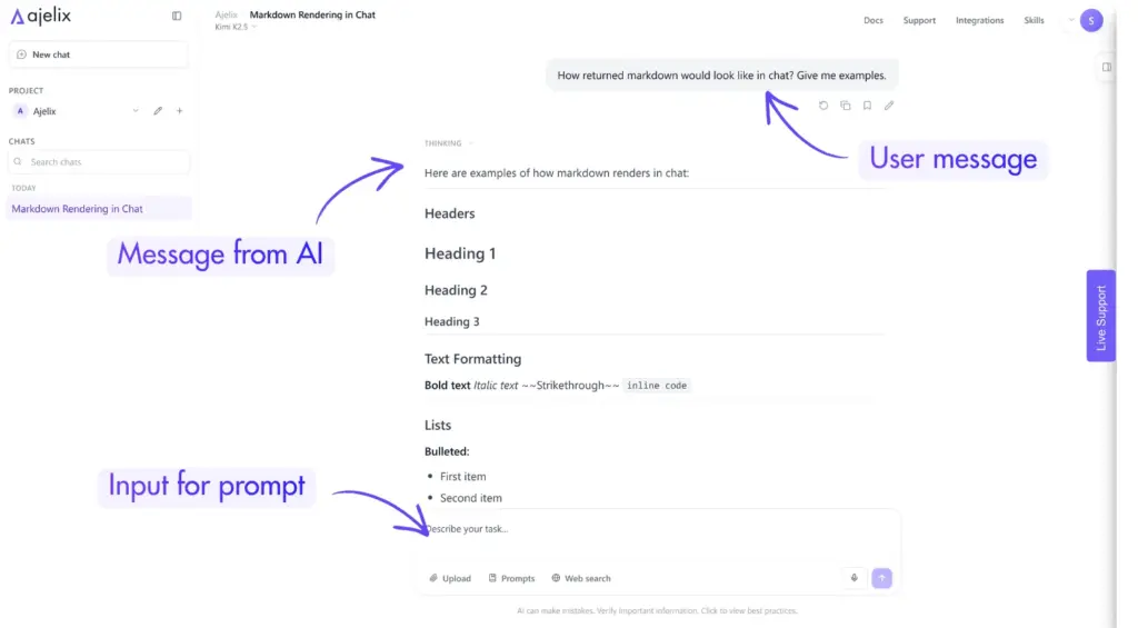 Screenshot with chat interface by Ajelix