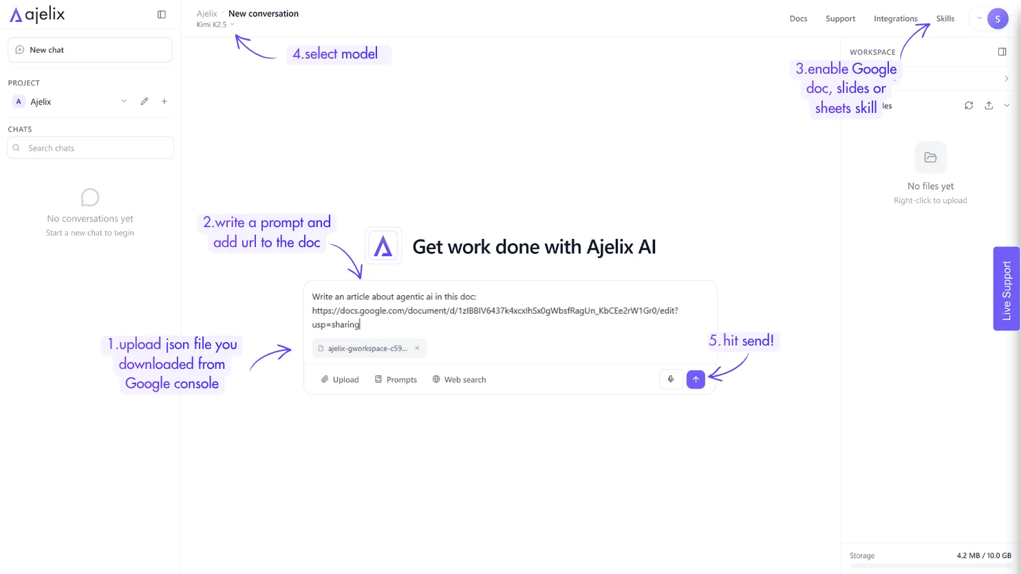 send prompt to ajelix ai agent