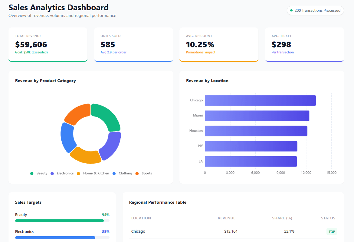 Dashboard example from Ajelix BI