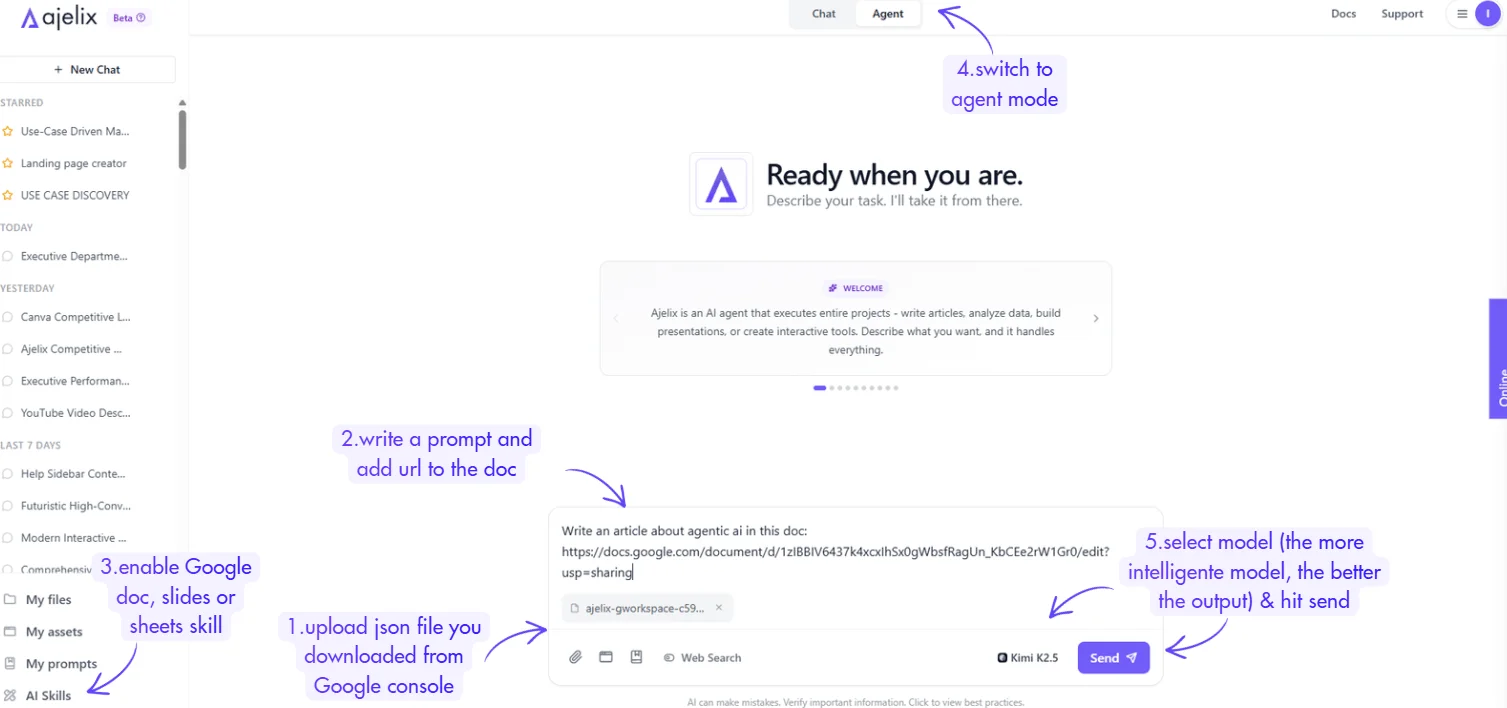 send prompt to ajelix agent