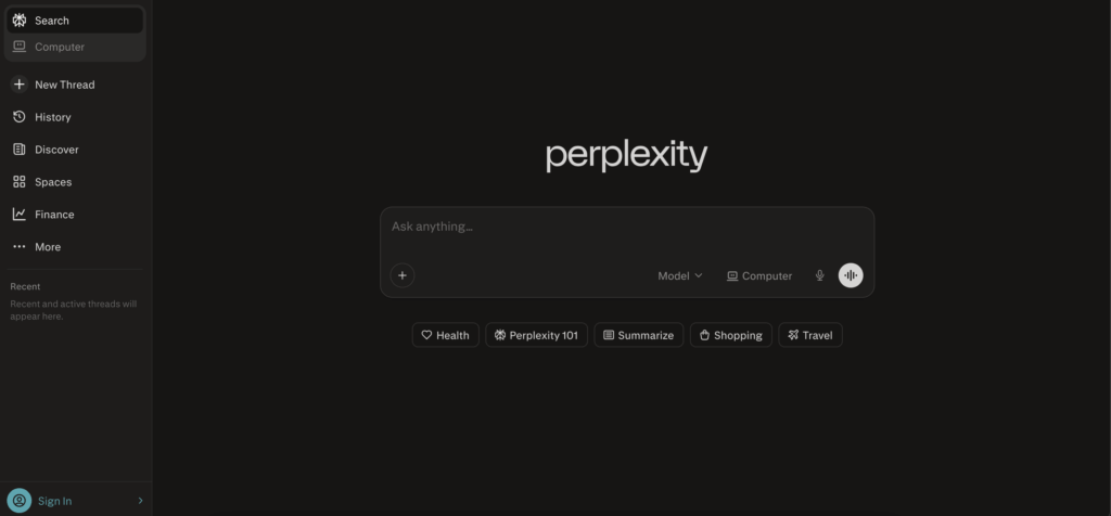 Perplexity AI chat